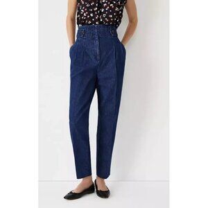Ann Taylor Paperbag High Rise Denim Jeans Women Size 6 Tapered Leg Blue Cotton